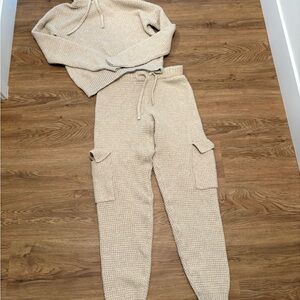 Women's Cream Waffle Knit Set